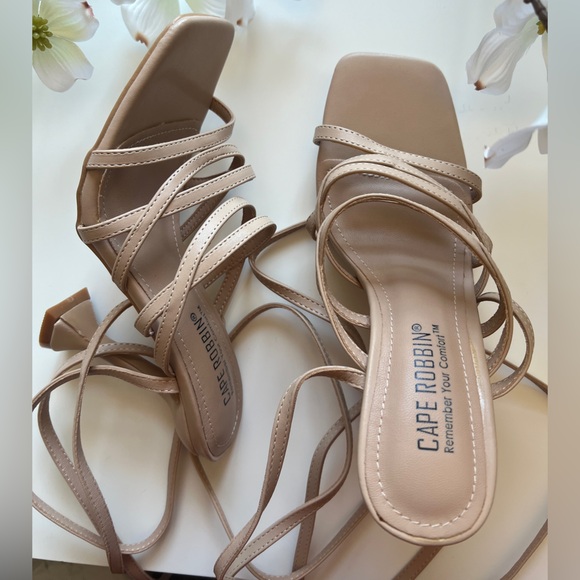 Cape Robbin Jenni Stiletto High Heels for Women, Lace Up Square Open Toe. - Picture 3 of 6